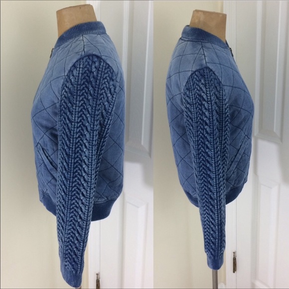 Anthropologie Bella Dahl Quilted Bomber Jacket Blue XS - Picture 3 of 8